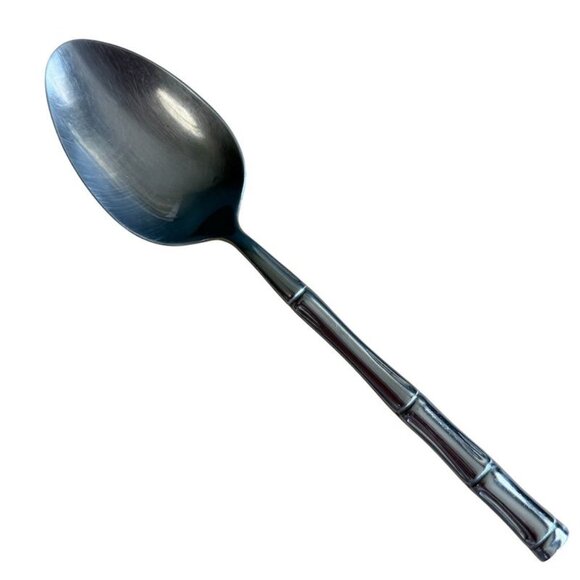 1 Vtg Reed + Barton Rebacraft Regal Bamboo Table Serving Spoon 8-3/8" Stainless - Picture 2 of 7